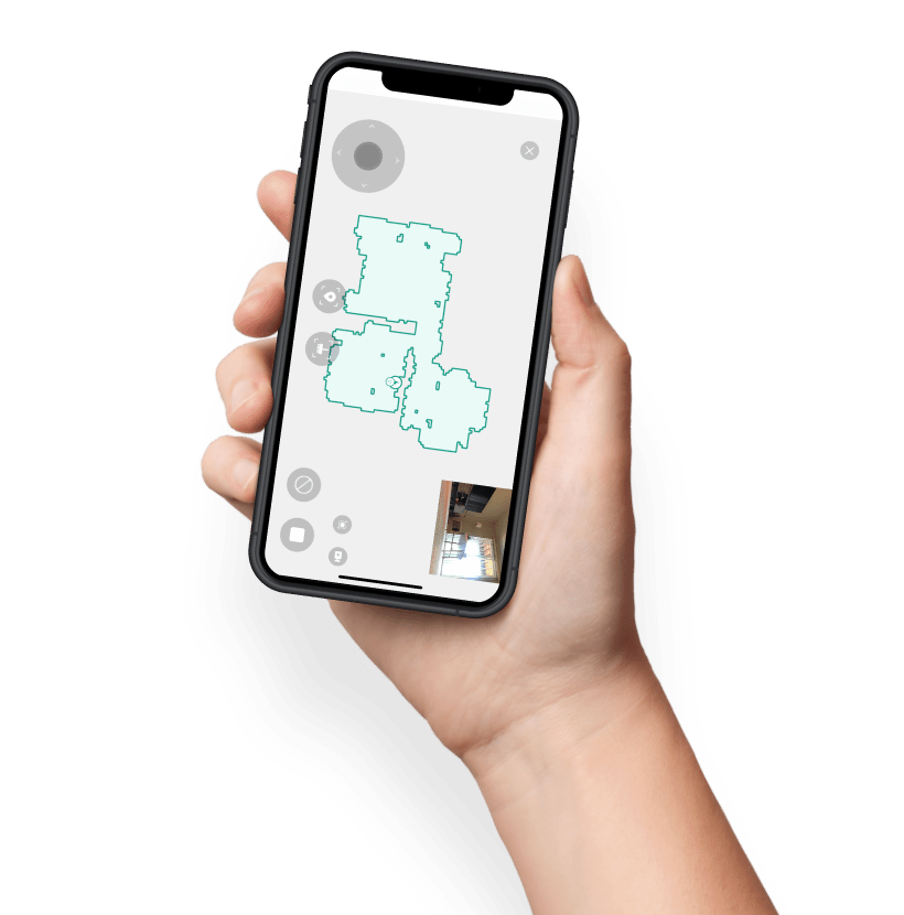 Trifoアプリ(手動コントロール画面)使用中のスマホを持つ手